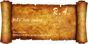 Rába Anna névjegykártya